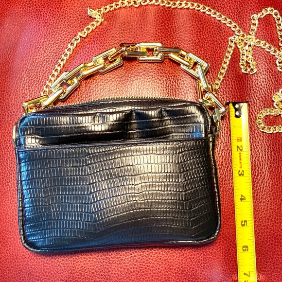 Genuine Leather Black and Gold Handbag Stella Bianca Italy - Picture 8 of 17